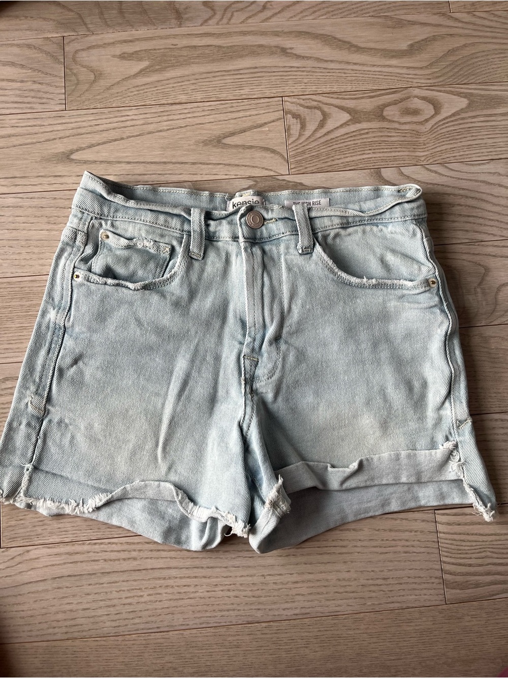 Kensie Pale Blue Denim Rolled Hem Shorts